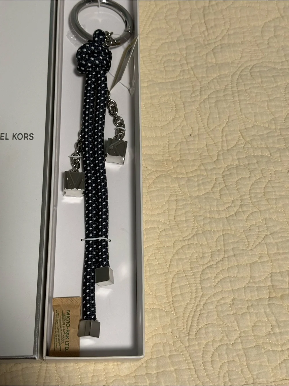 Michael Kores Bag/key charm with rope accent and MK logo charms! NWB 😍